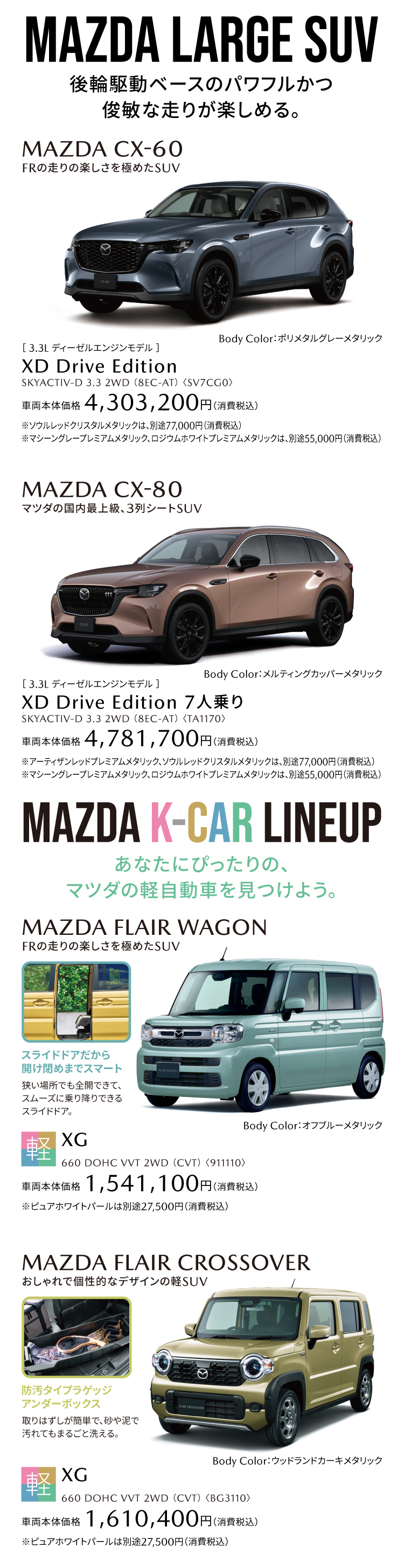 MAZDA LARG SUV MAZDA K-CAR LINE UP